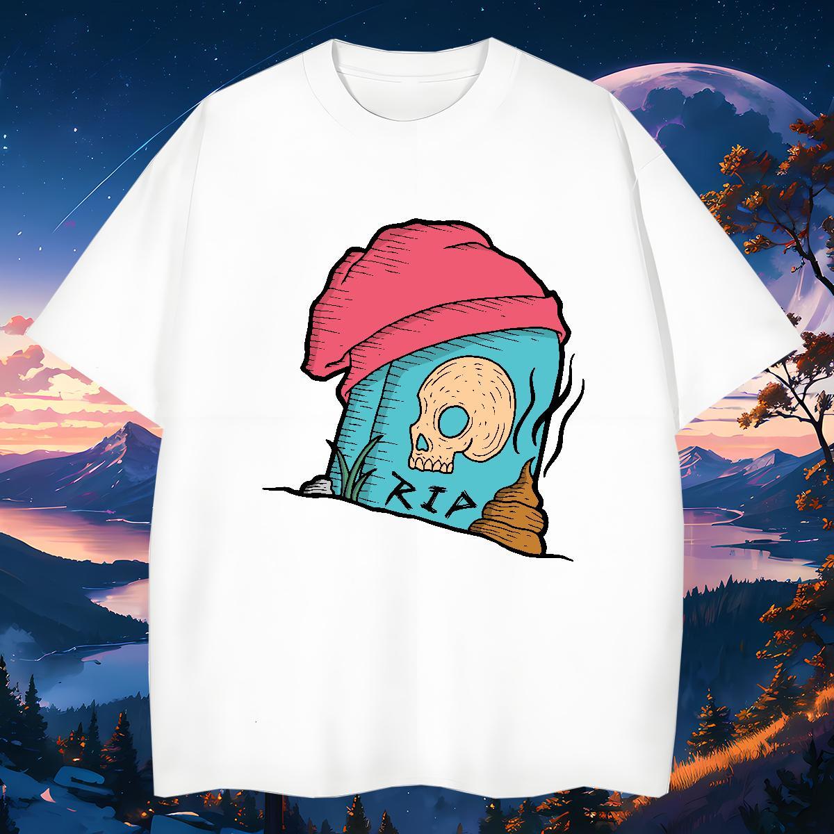 Loose Mens T Shirts 100% Cotton 230g skull Hip Hop Street DIY Breathable Crew Neck Men Clothes T-Shirt Designer Fashion Clothings