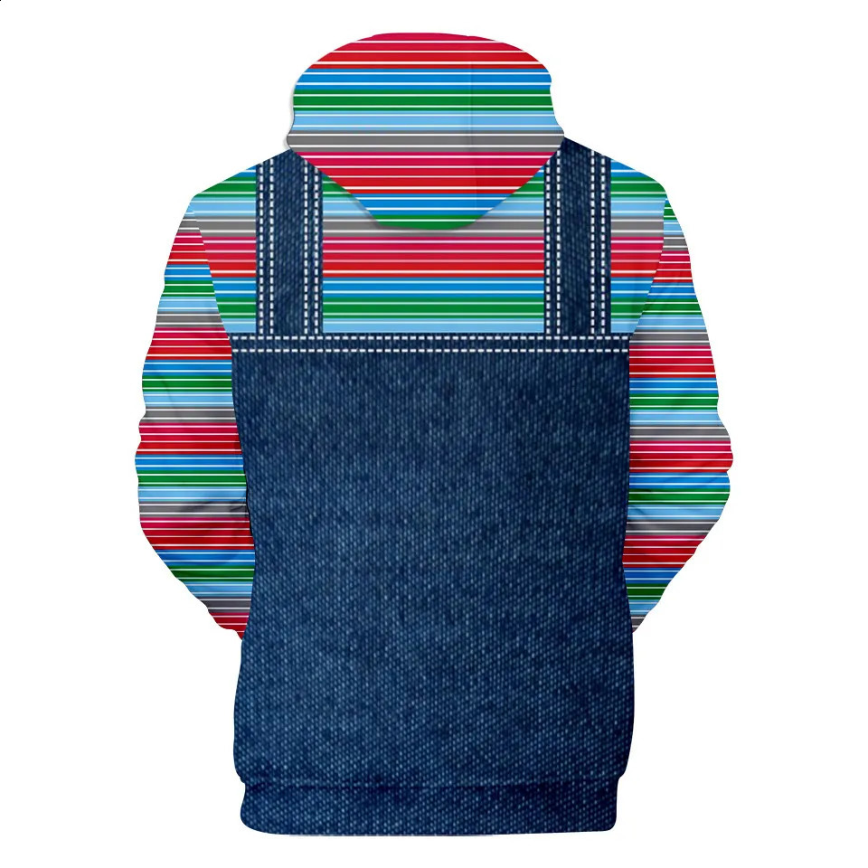 2024 Mens Hoodie 3D Full Print Horror Movie Chucky Hoodie Sportswear Costume Role Playing Costume Unisex Hoodie Street Clothing 240824 - view 3