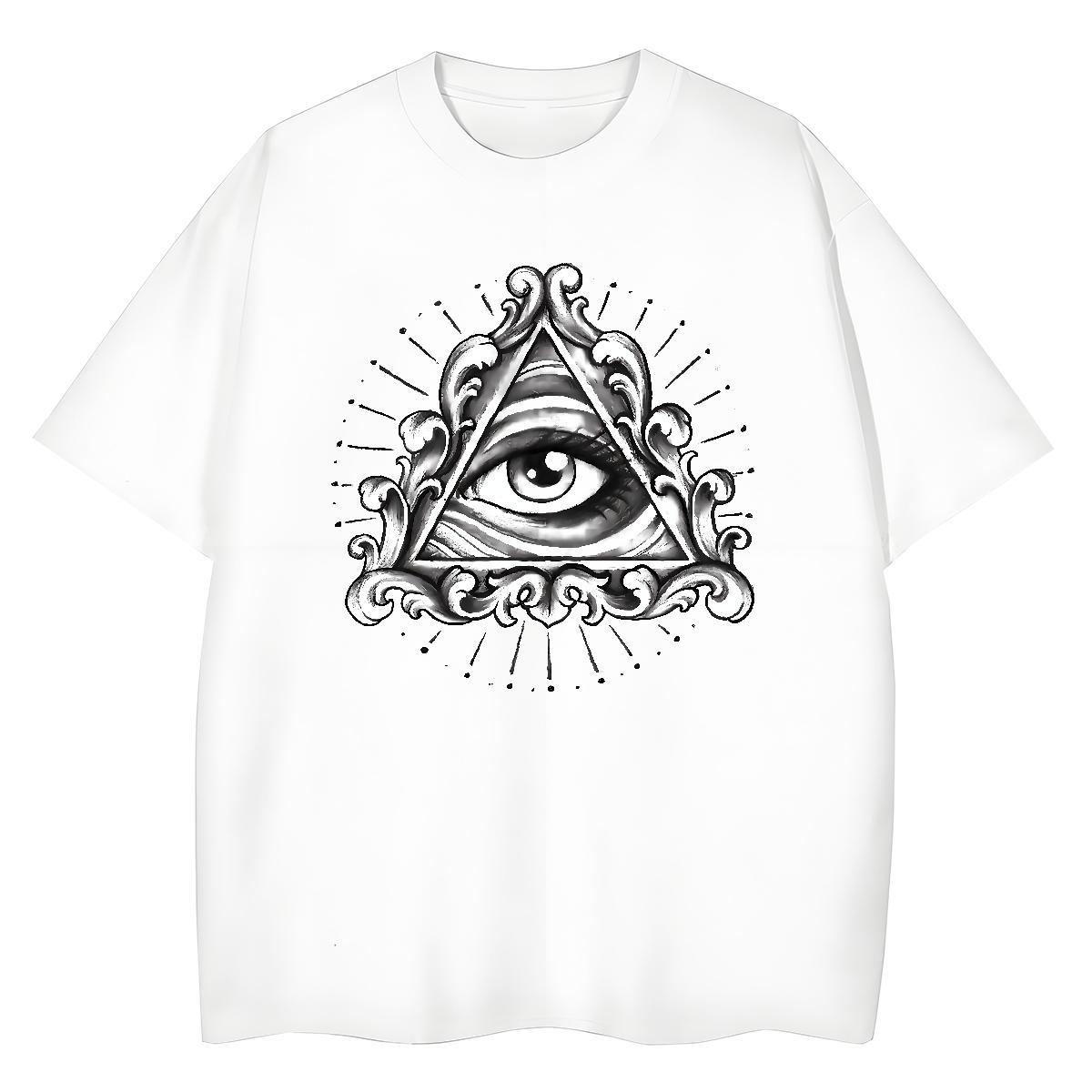 Designer T-Shirts 230g Pure Cotton eye of the devil Daily Outfit DIY Printed O-Neck Short Sleeve Men Tops Tees New Top Tees