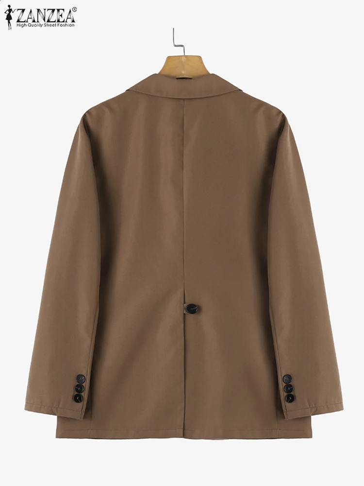 ZANZEA Vintage Solid Color Jackets Korean Fashion Blazer Autumn Long Sleeve Lapel Neck Outwear Woman OL Work Coats Elegant 240826