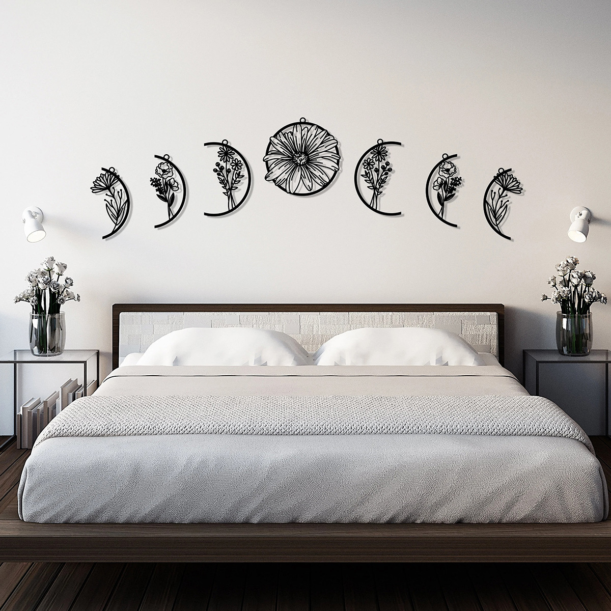 Bohemian Decor Moon Flower Metal Wall Decor Living Room Decor Kitchen Decor Bed Decor