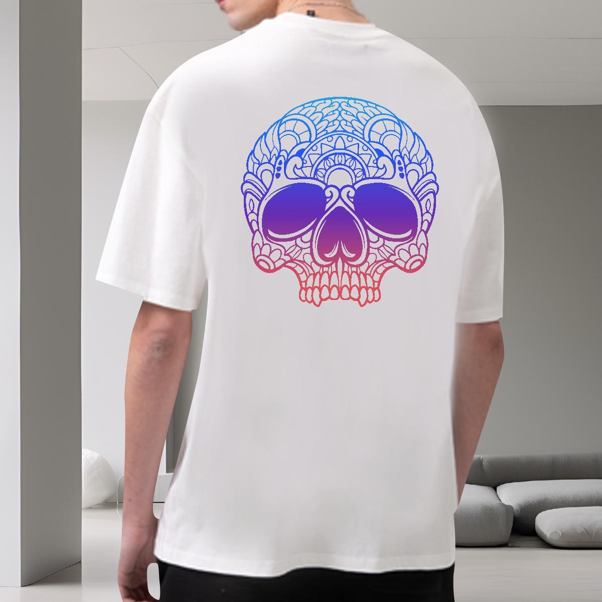 Popular T shirt 100% Cotton 230g skull Beach Black Oversized Round Neck Short Sleeve Mens Tshirts Brand Clothes