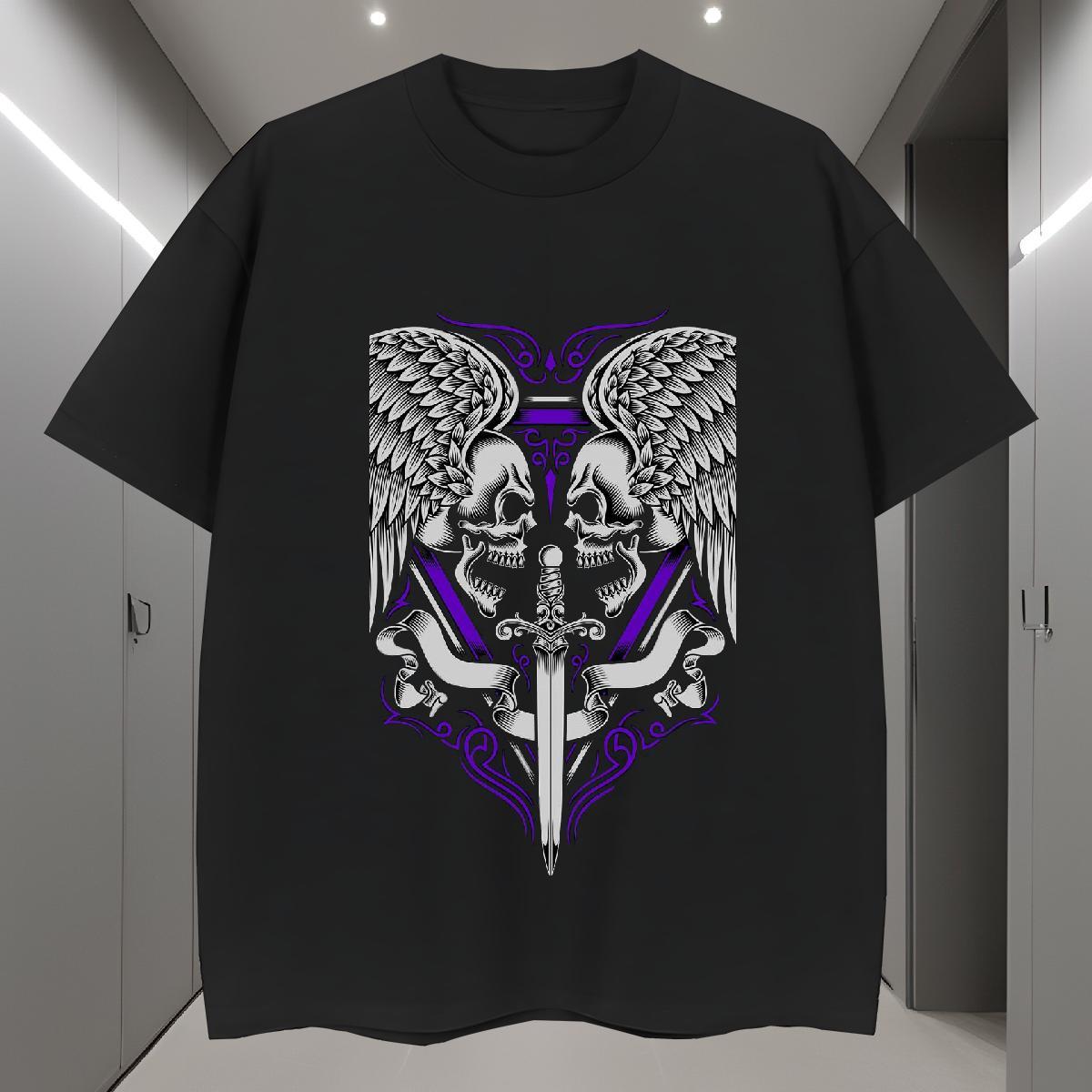 Unisex Man T Shirts 100% Cotton 230g skull Street wear Hip Hop DIY Crew Neck Men Tops Tees 2024 New Tees Shirts