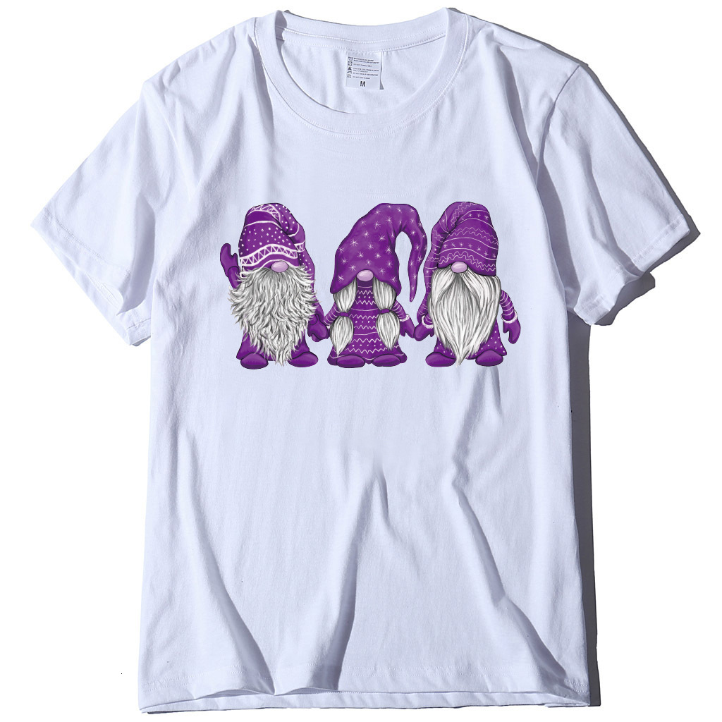 Short Sleeve Three Santa Claus Printed T-shirt Christmas Women's Top dongdumaoyi