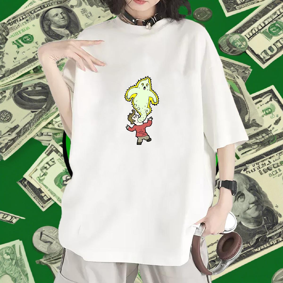 Soft Lady T shirt 230g 100% Cotton painting Spring Summer T-Shirts for Women Breathable Soft Floral Print Tops Tees