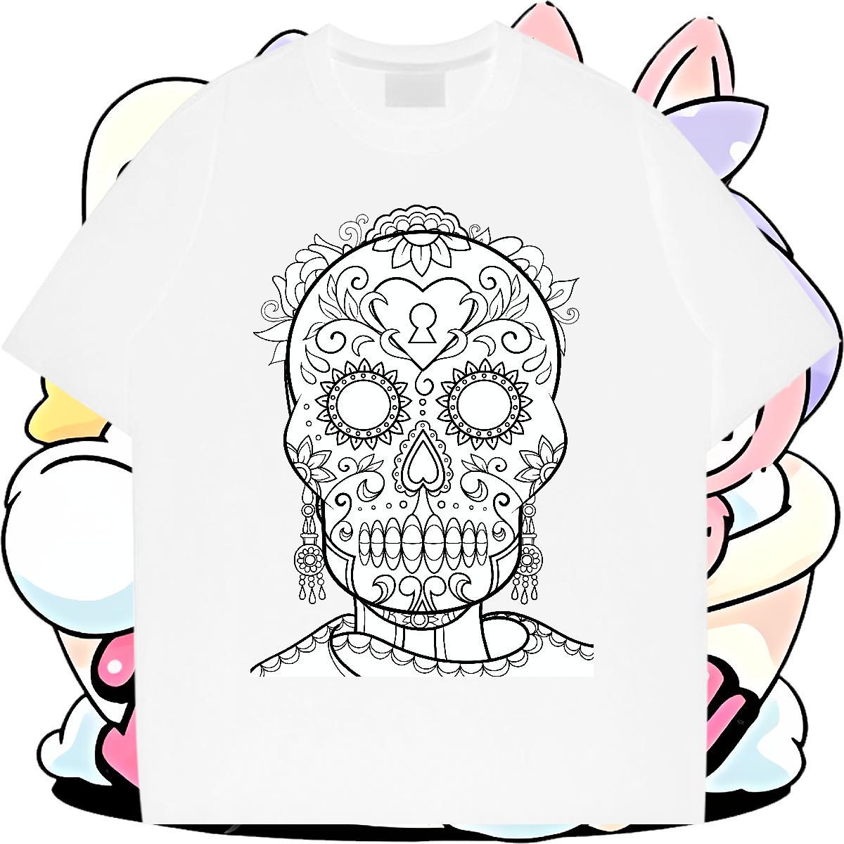 TOP Quality T Shirts Men 100% Cotton 230g skull Beach Floral Print Breathable Short Sleeve Tshirt for Man Woman Free Shipping Wear