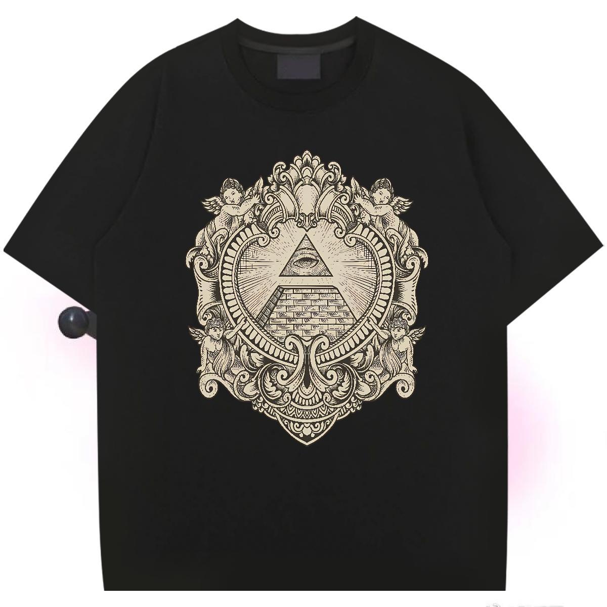 Cool T-Shirts for Men 100% Cotton 230g eye of the devil Daily Outfit Oversized Breathable Men Tshirts Classic Tee Shirt