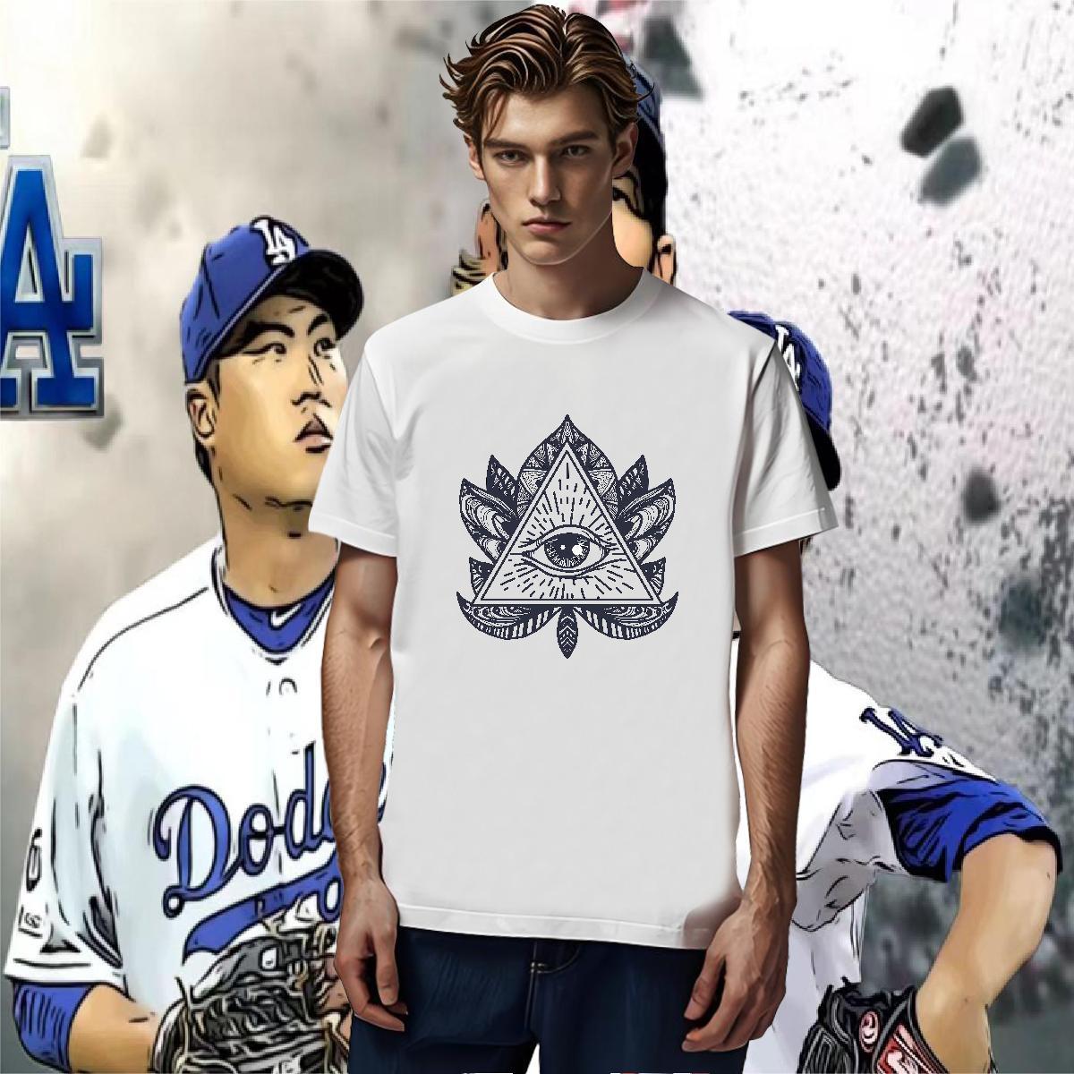 Wholesale T-Shirts 230g 100% Cotton eye of the devil Hip Hop Plus Size Cartoon O Neck Short Sleeves Mens Tshirts Fashion Tops Shirt