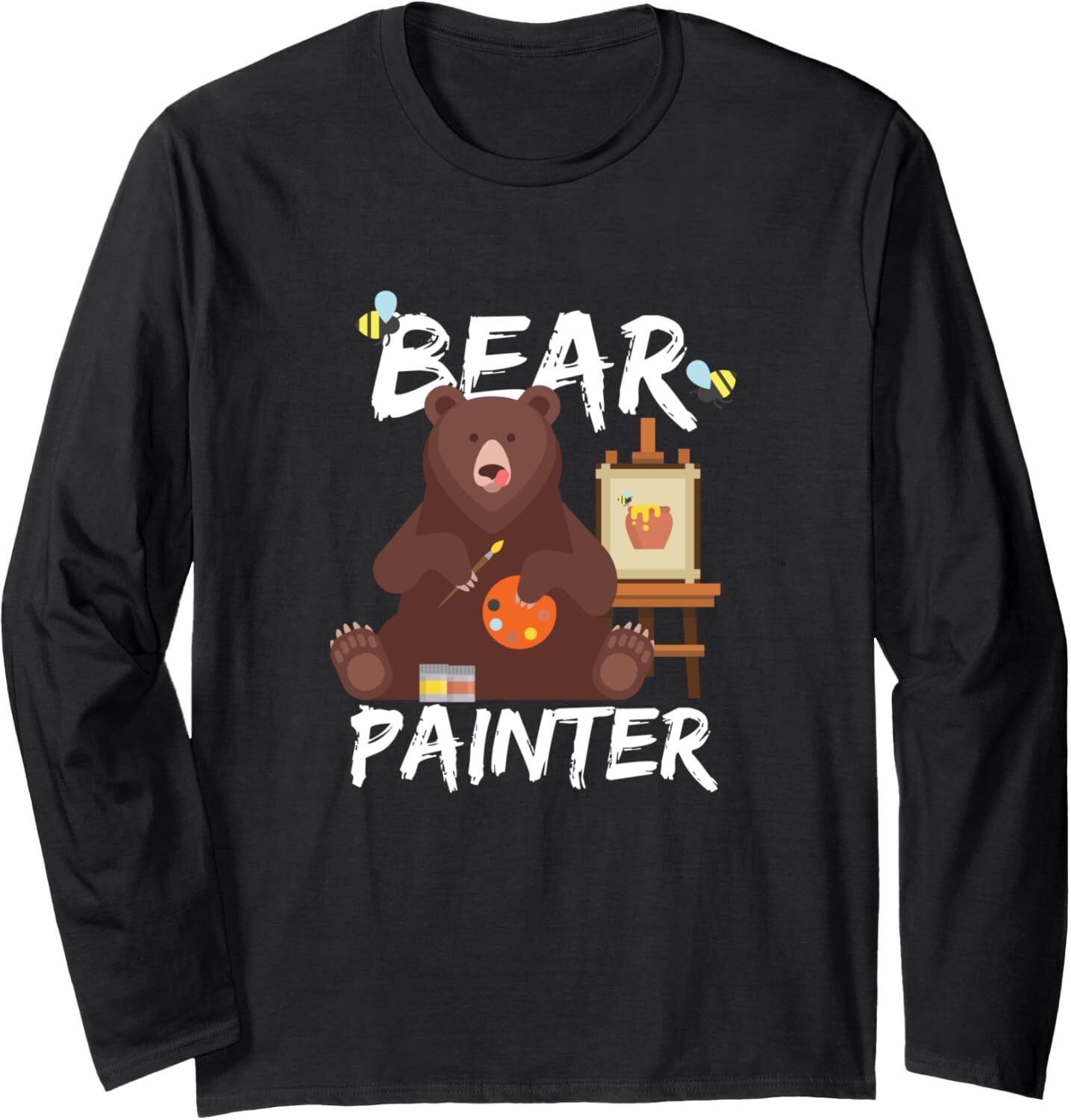 Long Sleeve Shirts for Men sweatshirt Bear Paint Colorful Pictures Art Lover Funny Gift Long Sleeve Tee Streetwear Casual tops