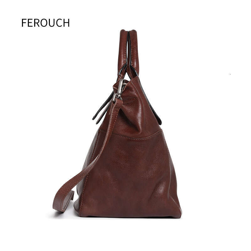 Large capacity fashionable vegetable tanned leather handbag bags, versatile tote bag, crossbody single shoulder women's bag 9158