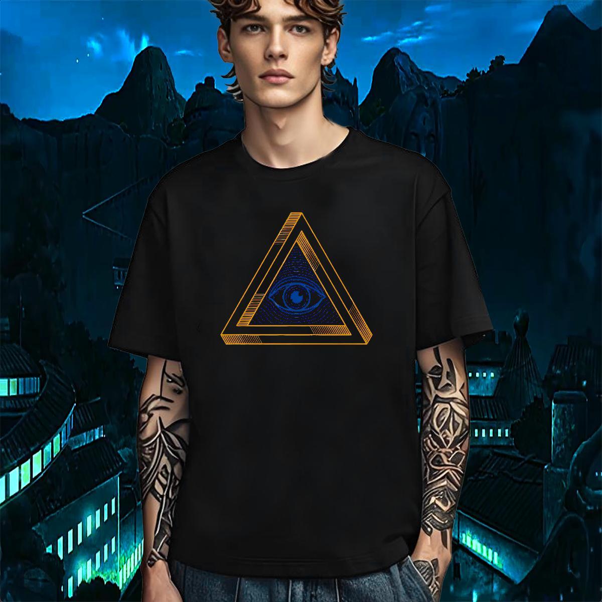 Comfortable T-Shirts 230g Cotton eye of the devil Beach Oversized 4XL Round Neck Short Sleeve Tshirt for Man Woman DIY Tshirts