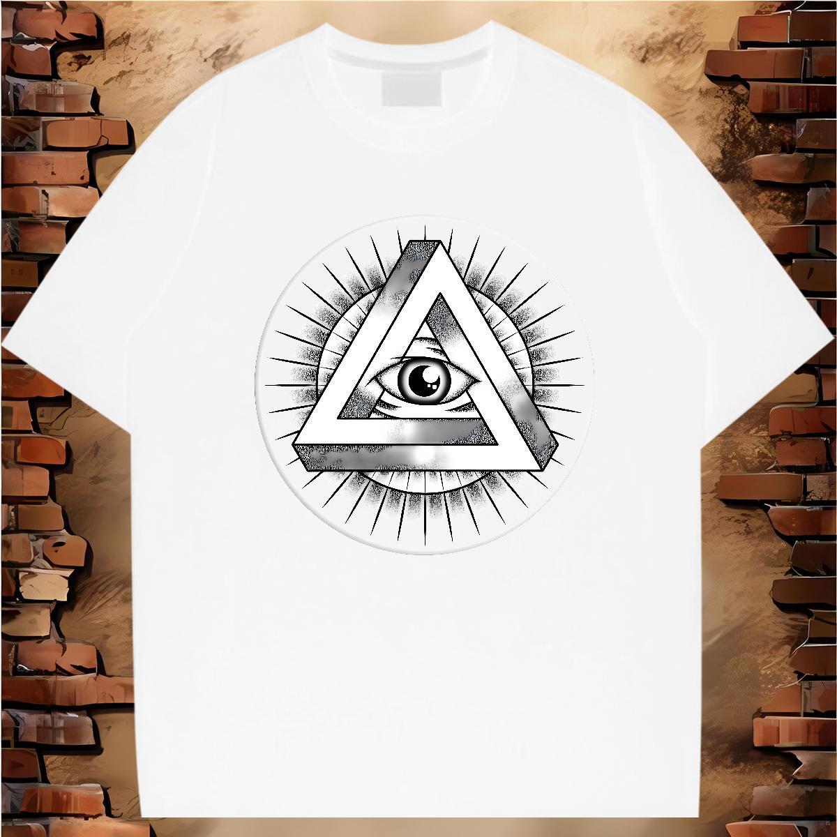 Comfortable T shirt 230g 100% Cotton eye of the devil Sports Casual Oversized 3XL 4XL Breathable Short Sleeve Men Tops Tees Fashion Design Tees Shirts