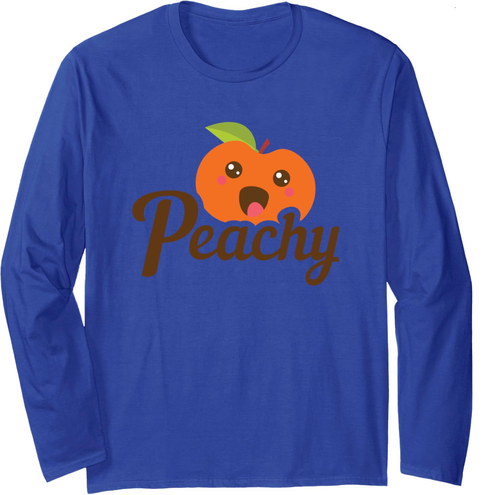 Long Sleeve Shirts for Men sweatshirt Cute Cartoon Fruit Peachy Mood Peachy Colors Life Apple Gift Long Sleeve Tee Streetwear Casual tops clothes