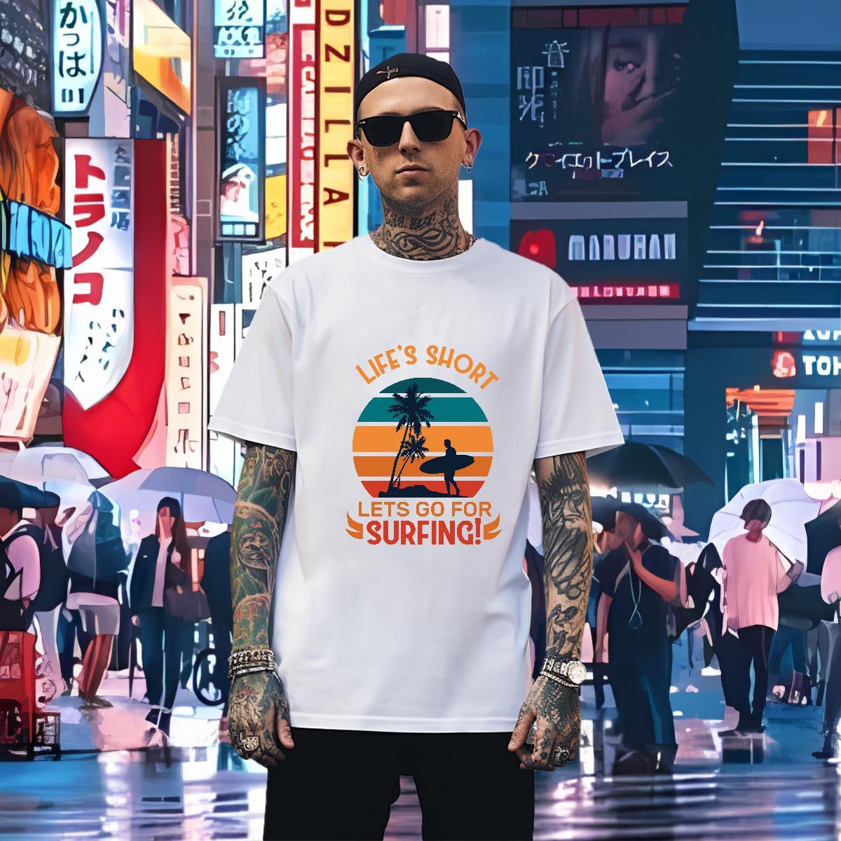 Popular T shirt 230g Cotton beach Street wear Hip Hop Custom Printing Breathable Crew Neck Couples T Shirts Stylist Clothings