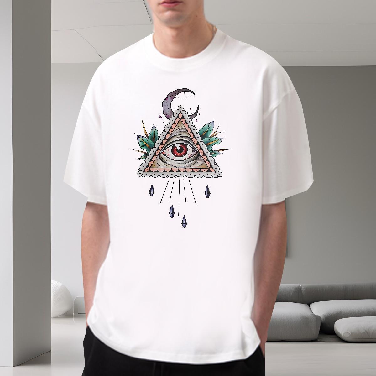 Wholesale T-Shirts for Men 230g 100% Cotton eye of the devil Daily Outfit Plus Size Custom Breathable Crew Neck Men Tees New Clothings