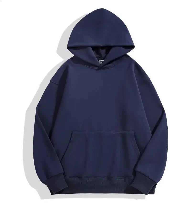500GSM Heavy Weight Fashion Mens Hoodies Autumn Winter Casual Thick Cotton Mens Top Solid Color Hoodies Sweatshirt Male 240826