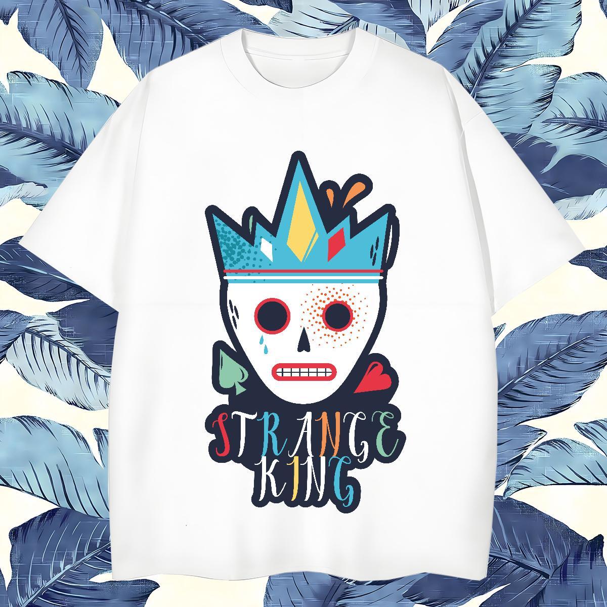 Popular Man T Shirts 230g 100% Cotton skull Daily Outfit Anime O-Neck Short Sleeve Tshirt for Man Woman 2024 Summer Tops