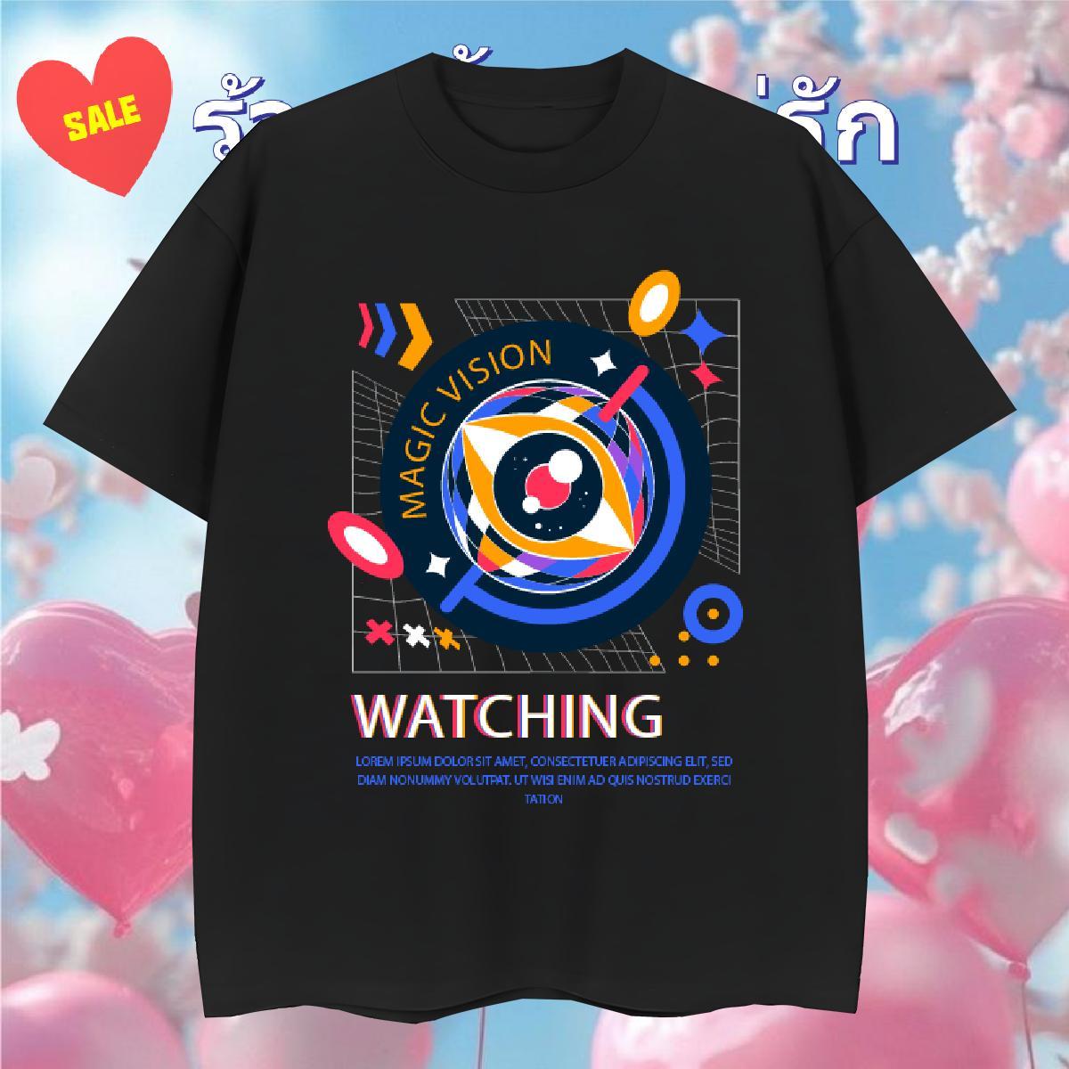 Popular T Shirts Men 100% Cotton 230g watching Anime Printing Street Black White Short Sleeve Soft Tshirt for Man Woman 2024 DIY Tees Shirts