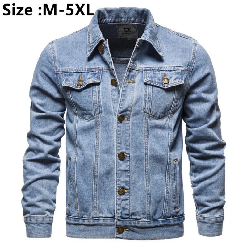 cotton denim jacket mens casual solid color lapel single chest autumn slim fit highquality w240824
