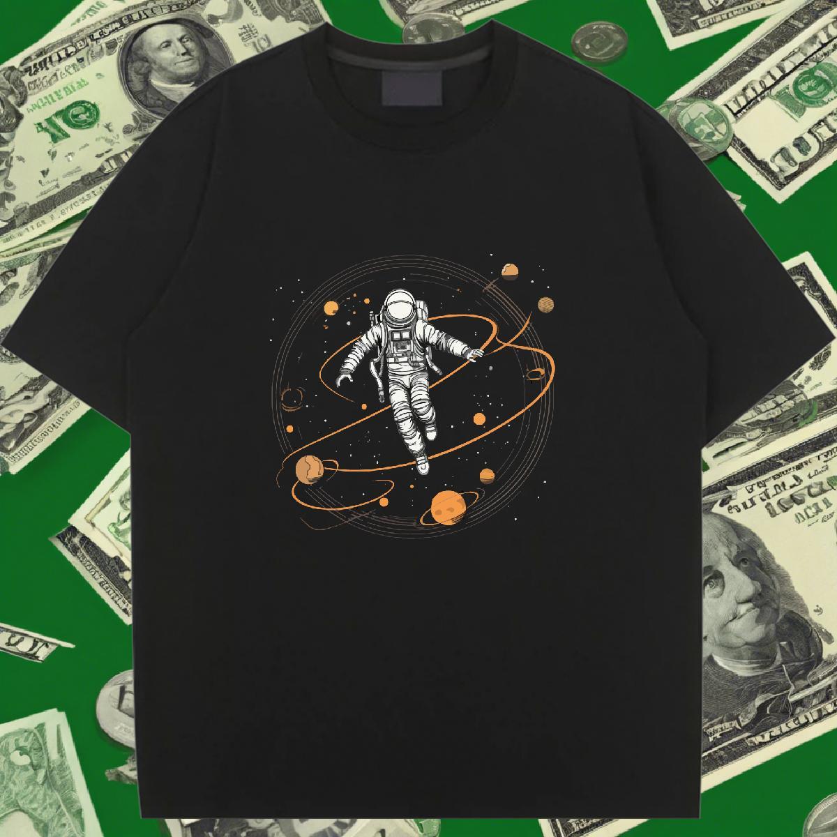 Popular Women Tees 230g Cotton universe Outdoor T-Shirts Breathable Soft Black White Clothes Shirt