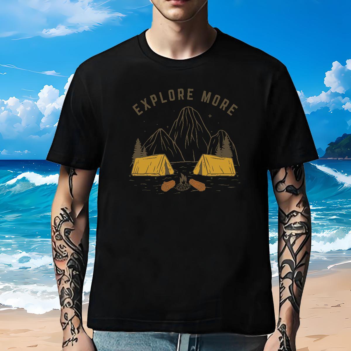 Comfortable T shirt 100% Cotton 230g mountains Summer Casual Oversized 3XL 4XL Crew Neck Breathable Men Tops Tees Fashion Casual Tees Shirts