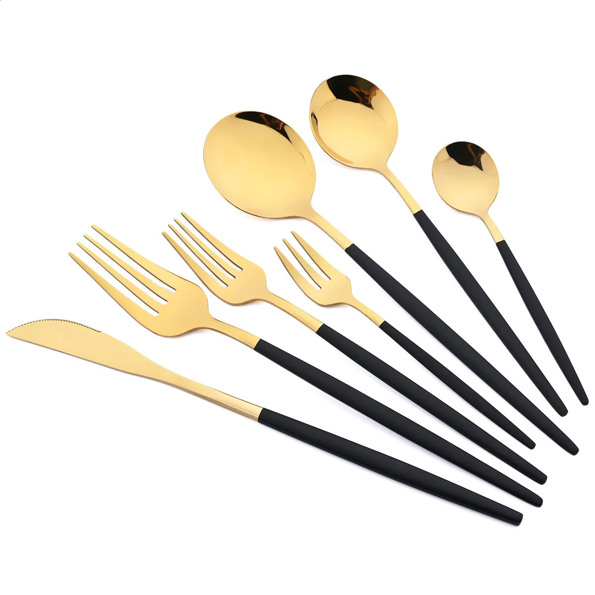36 pieces of black gold cutlery set including knives dessert forks coffee spoons tableware stainless steel and party 240827