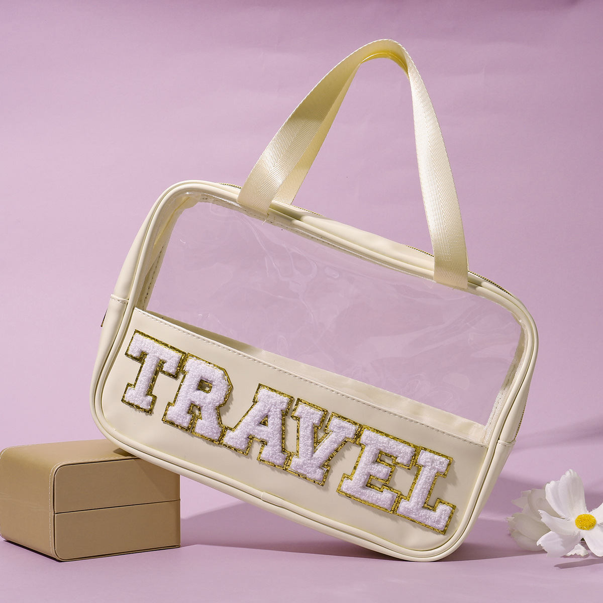 Women Bag Popular Transparent Hand-held Cosmetic Bag Embroidered Makeup Bag Toiletry Bag Free shipping