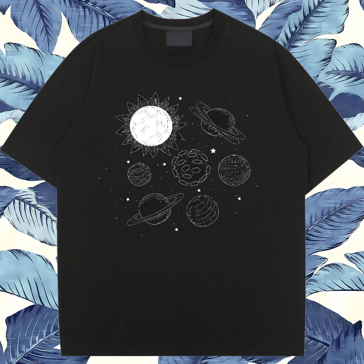 Wholesale Women Tshirts 100% Cotton 230g planet Casual Beach Womens T Shirts Round Neck Short Sleeve Custom Print Plus Size Tees Shirts