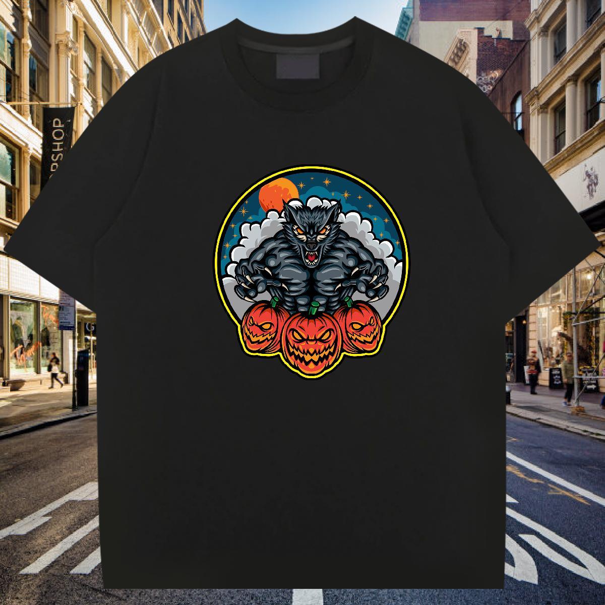 Soft T Shirt For Man 230g 100% Cotton skull Anime Printing Street Plus Size Cartoon Crew Neck Breathable Tshirt for Man Woman Customized Clothings