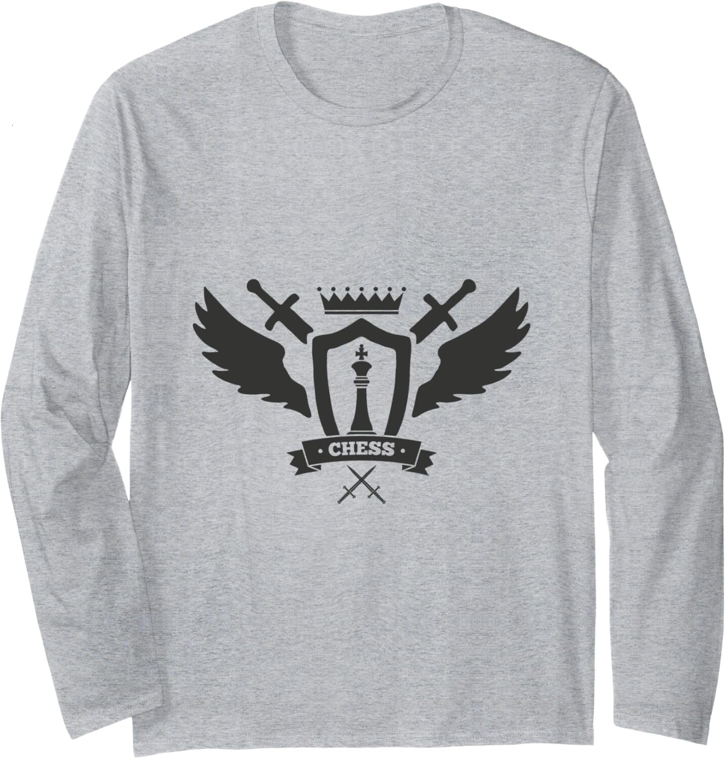 Long Sleeve Shirts for Men sweatshirt Chess The King In A Coat Of Arms Wings Checkmate Long Sleeve Tee Streetwear Casual tops clothes