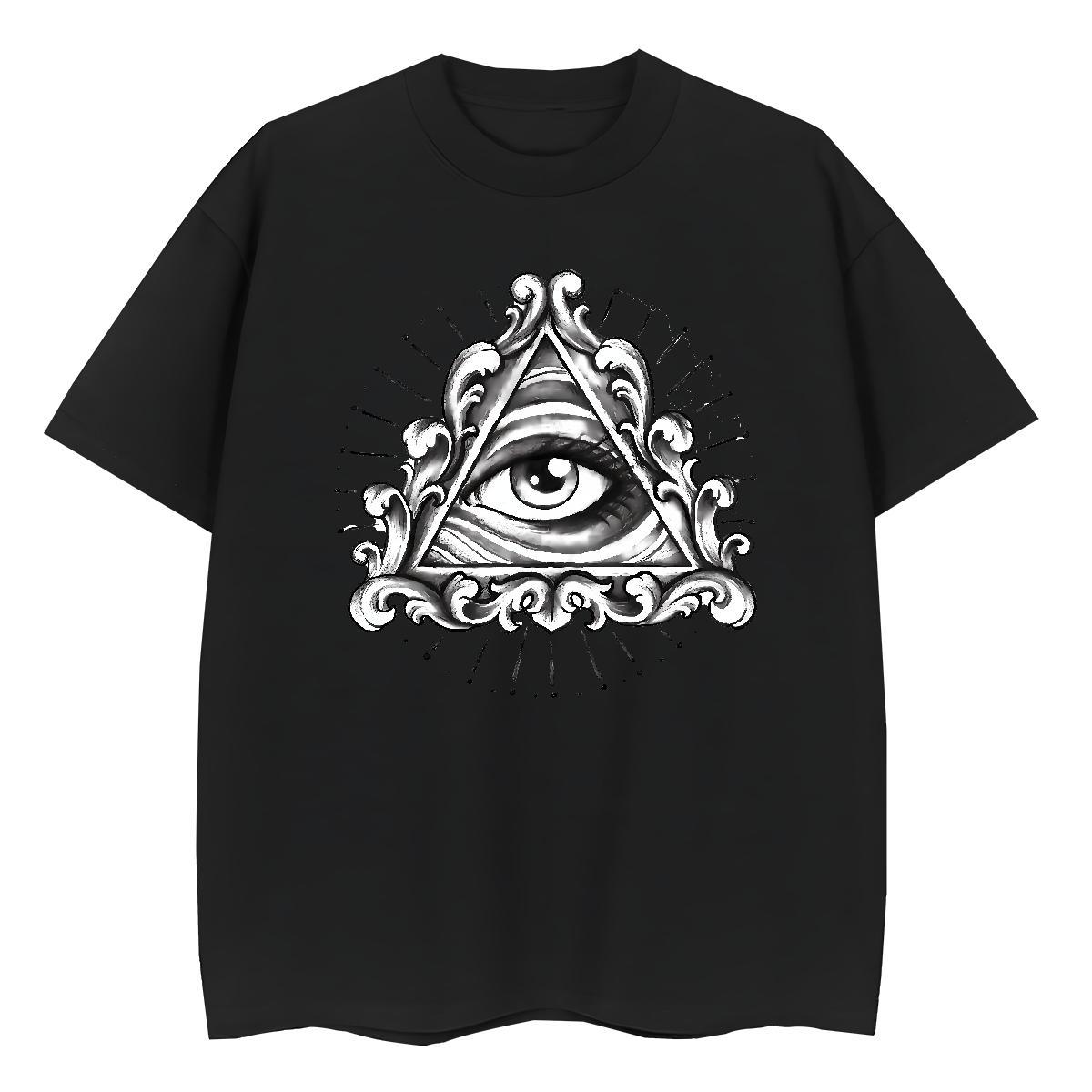 Designer T-Shirts 230g Pure Cotton eye of the devil Daily Outfit DIY Printed O-Neck Short Sleeve Men Tops Tees New Top Tees