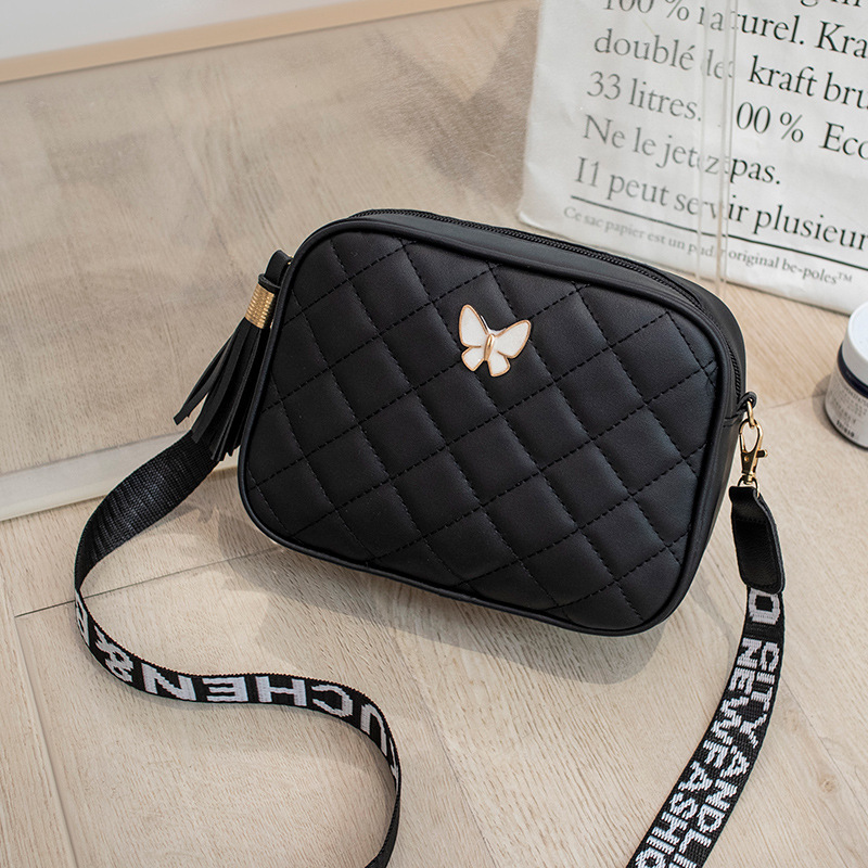 Mini Women's Fashion Wave Pattern Butterfly Decorated Shoulder Bag Crossbody Bag 2024 Small Square Bag