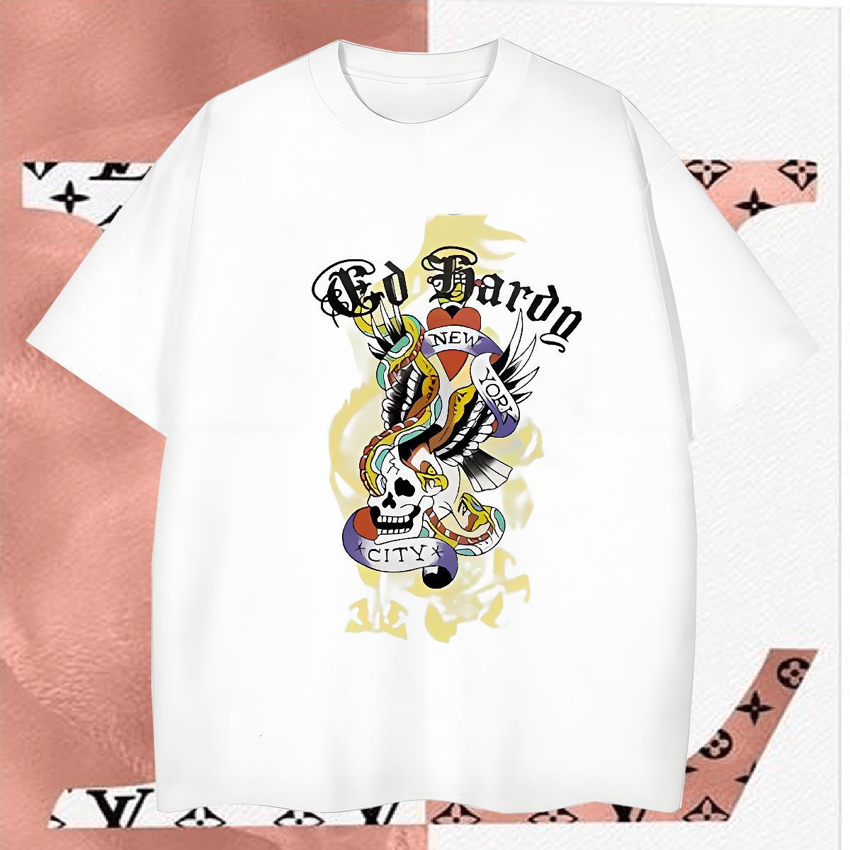 Loose T-Shirts 100% Cotton 230g skull Daily Outfit White Plus Size Short Sleeve Soft Tshirts 2024 DIY Tees