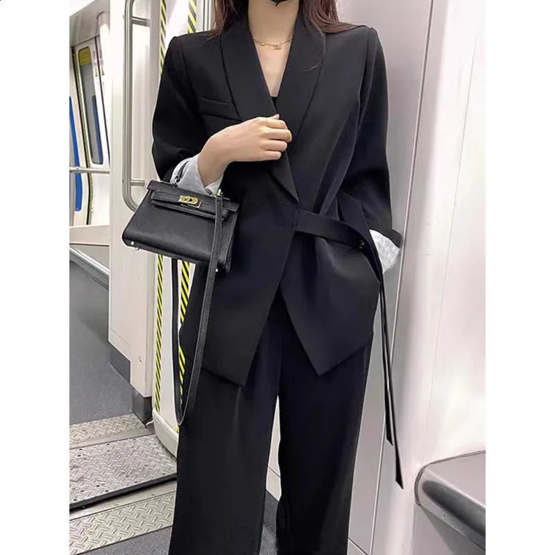 Suit Set Women Korean Version Temperament Professional Set Loose Relaxed British Style Suit Two Piece Set Woman Clother 240826