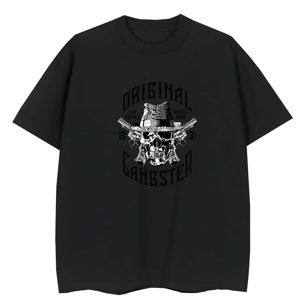 Brand T-Shirts 230g Cotton skull Hip Hop Street Plus Size Cartoon Breathable Short Sleeve Tshirt for Man Woman 2024 New Wear