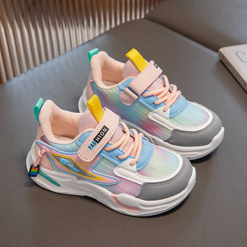 Athletic Outdoor Spring and Autumn 2024 New Breathable Mesh Sports Girls Dad Shoes Casual Trendy Middle aged Children H260130