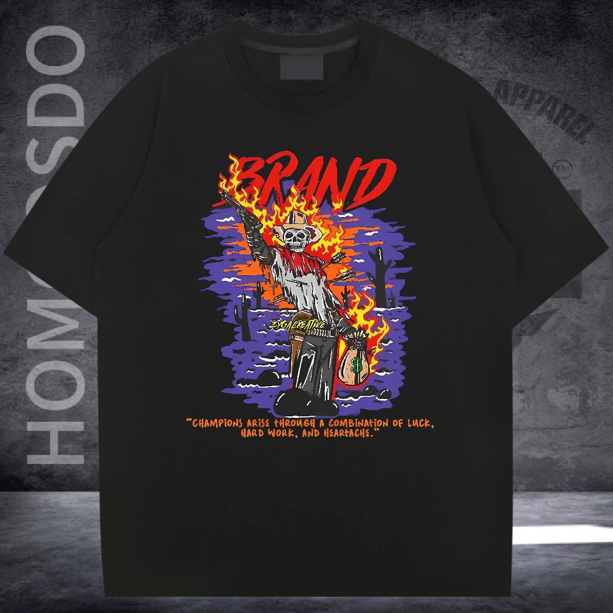 Brand Man T Shirts 230g Cotton skull Street Wear Graphic Breathable Crew Neck Men Tees 2024 Designer Tees Shirts