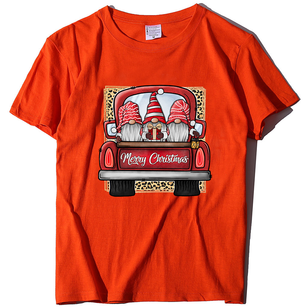 Short sleeved Loose Autumn Women's Merry Christmas Letter T-shirt Top dongdumaoyi