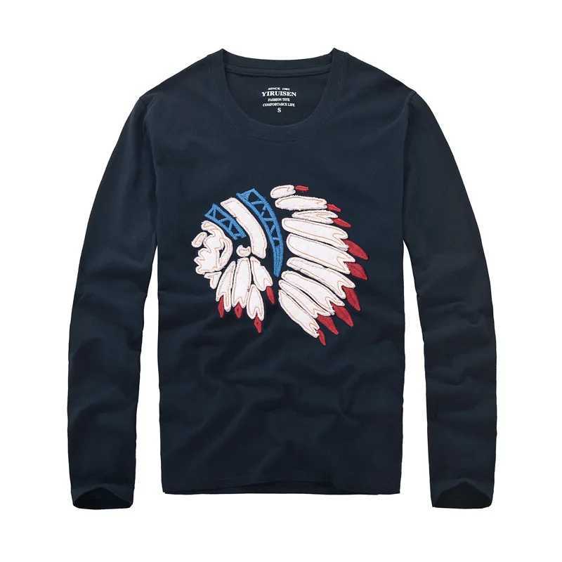 Men's T-Shirts T shirt men 100% cotton embroidery long slve Tshirts O-Neck tops high quality Men clothes Full Length Y2408268GMY
