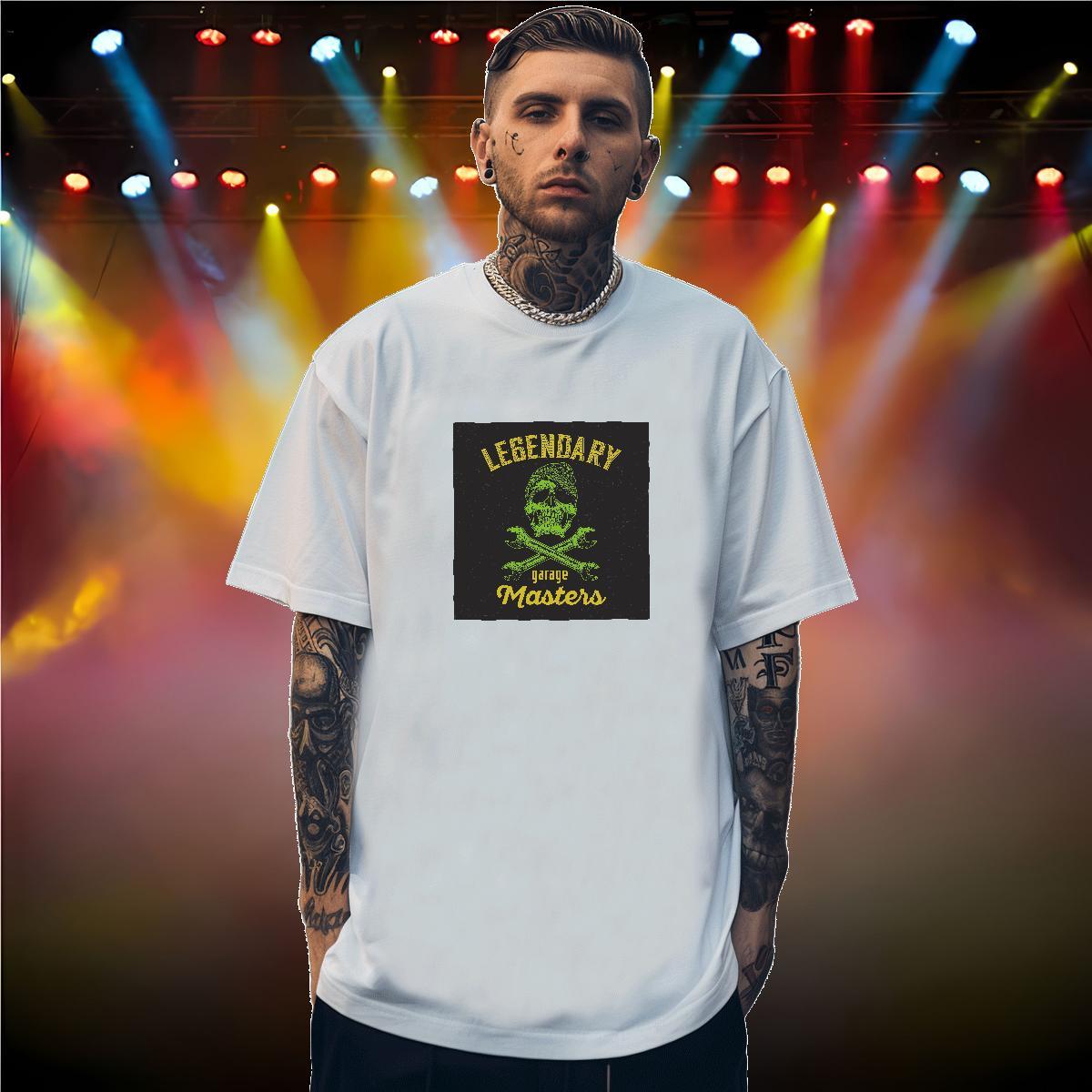 Loose T-Shirts for Men 230g 100% Cotton skull Sport Black White Short Sleeve O-Neck Mens Tshirts Brand Tops