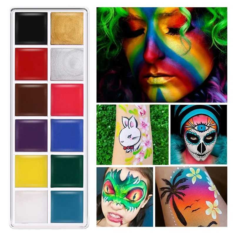 Facial and body painting cream waterproof full-color non-toxic safe painting oil Christmas makeup palette tattoo art party tools W240824