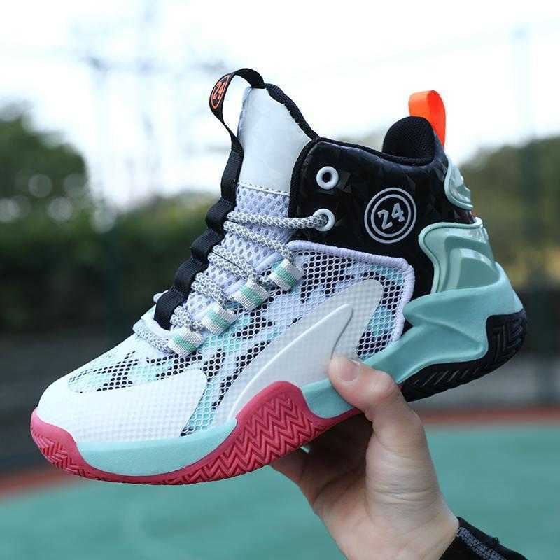 Athletic Outdoor 2024 New Spring Boys Sports and Leisure Childrens Shoes Trendy and Fashionable Basketball Shoes Middle and High School Students Sneak