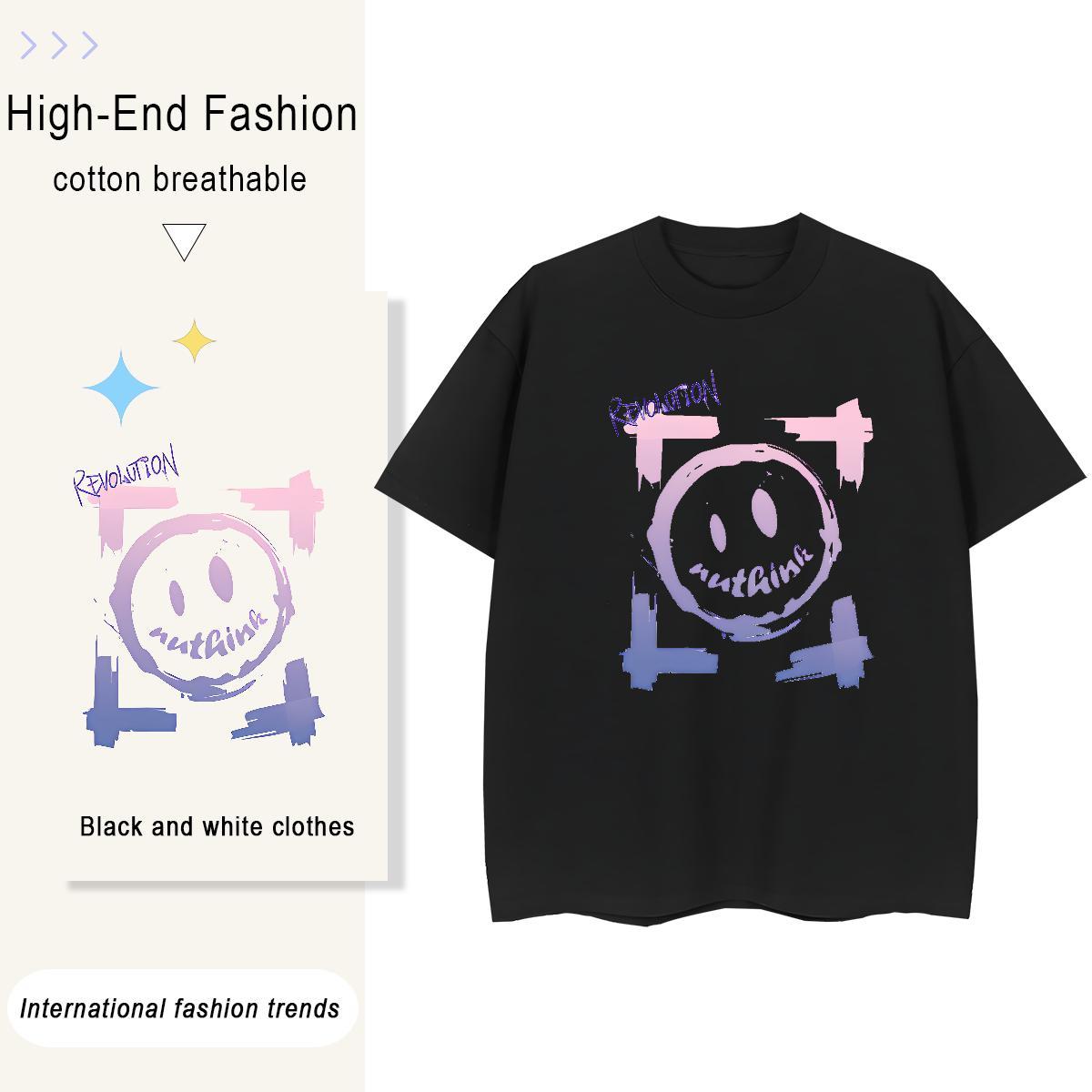 5A Lady T shirt 230g Pure Cotton icon Sport T-Shirts Crew Neck Breathable Cartoon Print Top Tees