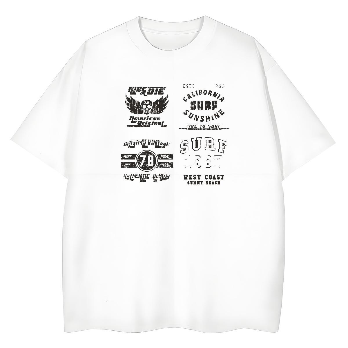 Cool Design T-Shirts for Men 230g Cotton letter Street Casual Customized Print Crew Neck Breathable Men Clothes T-Shirt Fashion Polos