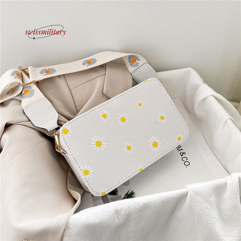 Swissmilitary Bag for women 2024 summer fashion versatile wide strap square Korean version ins small fresh single shoulder crossbody bag #9
