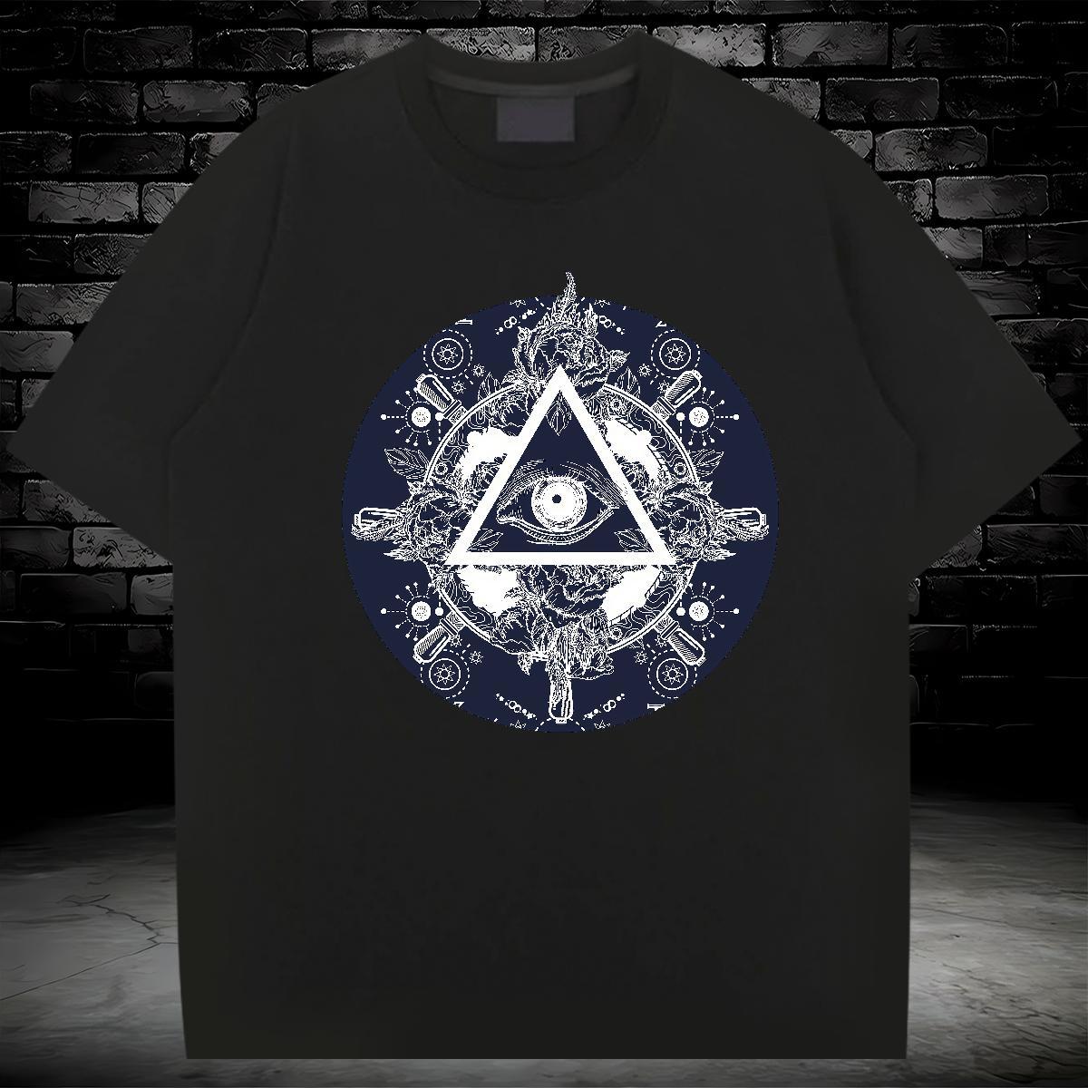 Loose Mens T Shirts 230g Pure Cotton eye of the devil Beach Anime Print Short Sleeve O-Neck Men Tees Designer Tops Tees