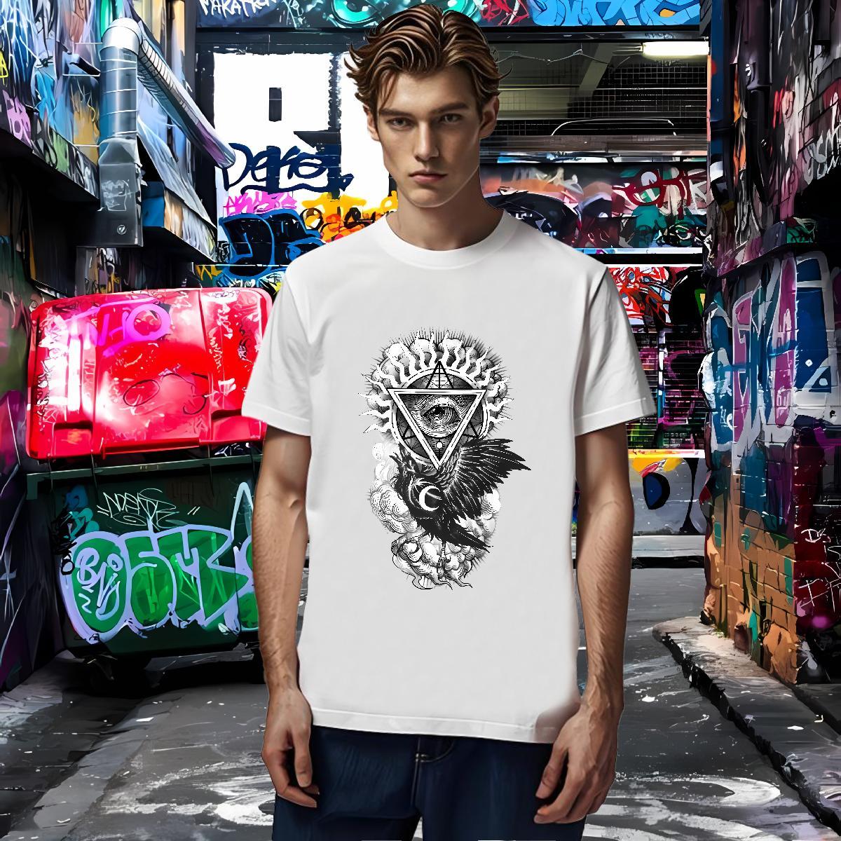 Cool Design T-Shirts for Men 230g Cotton eye of the devil Casual Daily Wear Custom Print Oversized Breathable Short Sleeve Tshirt for Man Woman Fashio