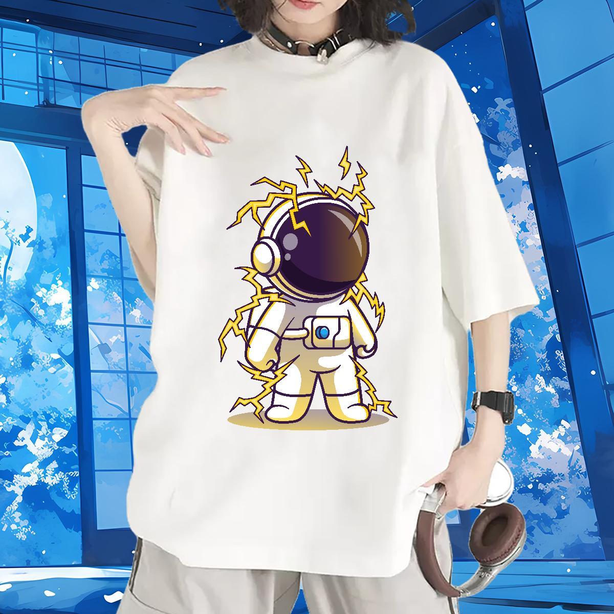 Nice Couples T Shirts 230g Cotton cosmonaut Casual Daily Wear T-Shirts O-Neck Short Sleeve Oversized L-4XL Tops