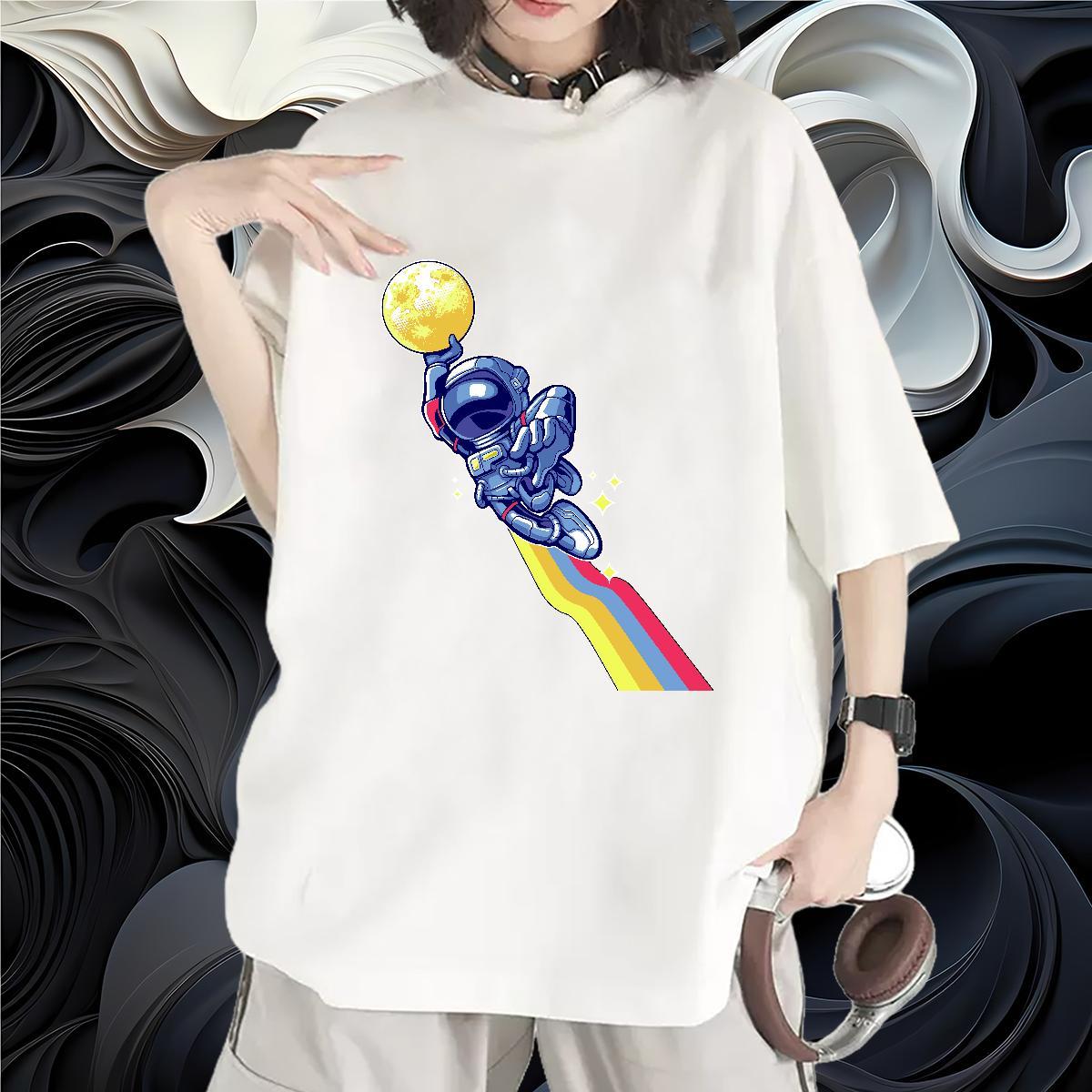 Designer Nice Women Tshirts 100% Cotton 230g cosmonaut Sports Street Wear Womens T Shirts Round Neck Short Sleeve Plus Size Custom Clothes Shirt