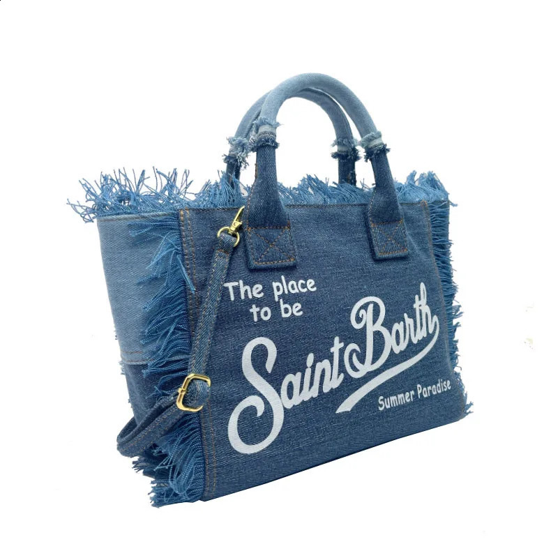 Shoulder Bag 2024 Fashion Handmade Tassel Travel Pure Color Cowboy Tote Large Capacity Beach High Quality Handbag 240826